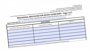 provisional patent application cover sheet image