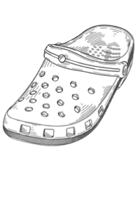 A Crocs clog shoe, protected by design patent USD545032