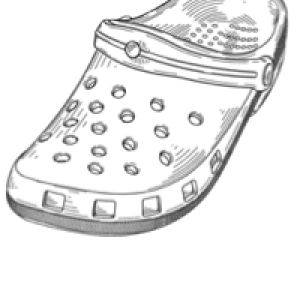 A Crocs clog shoe, protected by design patent USD545032