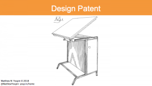 Design patent application to protect ornamental designs - showing an image from drafting table USD195036