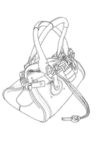 A handbag, protected by design patent USD575505