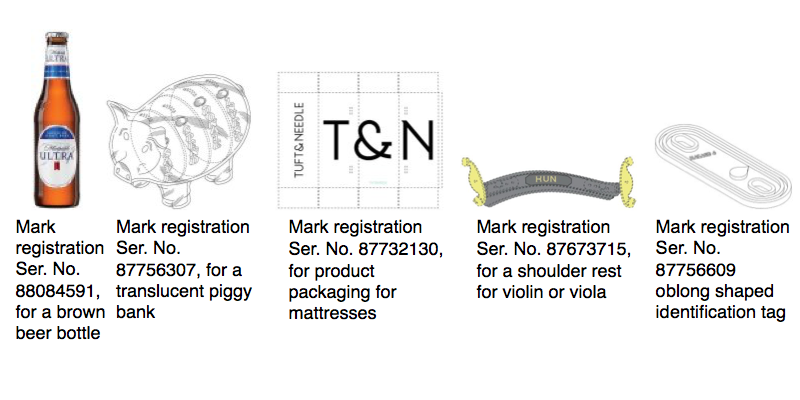 Images from three-dimensional shape mark registrations, as non-traditional trademarks