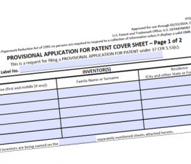 Provisional patent application form and strategy